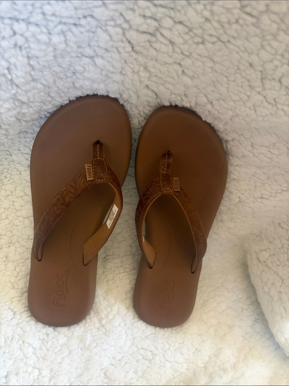 (Flojos ) Reef Brown Women's Leather-Style Flip Flop Sandals